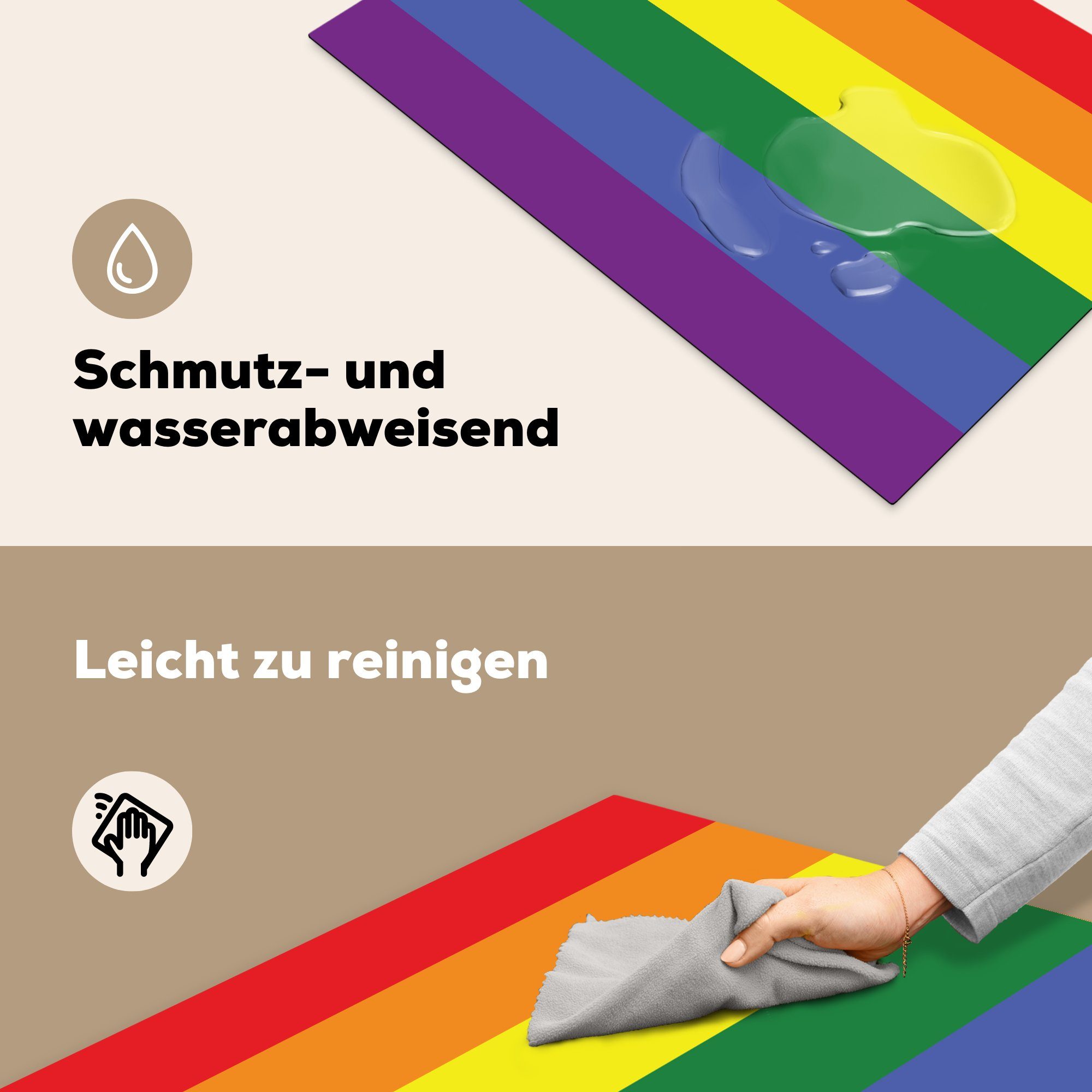 MuchoWow Herdblende-/Abdeckplatte Regenbogenflagge Induktionskochfeld - cm, - Schutz (1 81x52 Vinyl, Ceranfeldabdeckung küche, tlg), Stolzflagge Liebe, die für