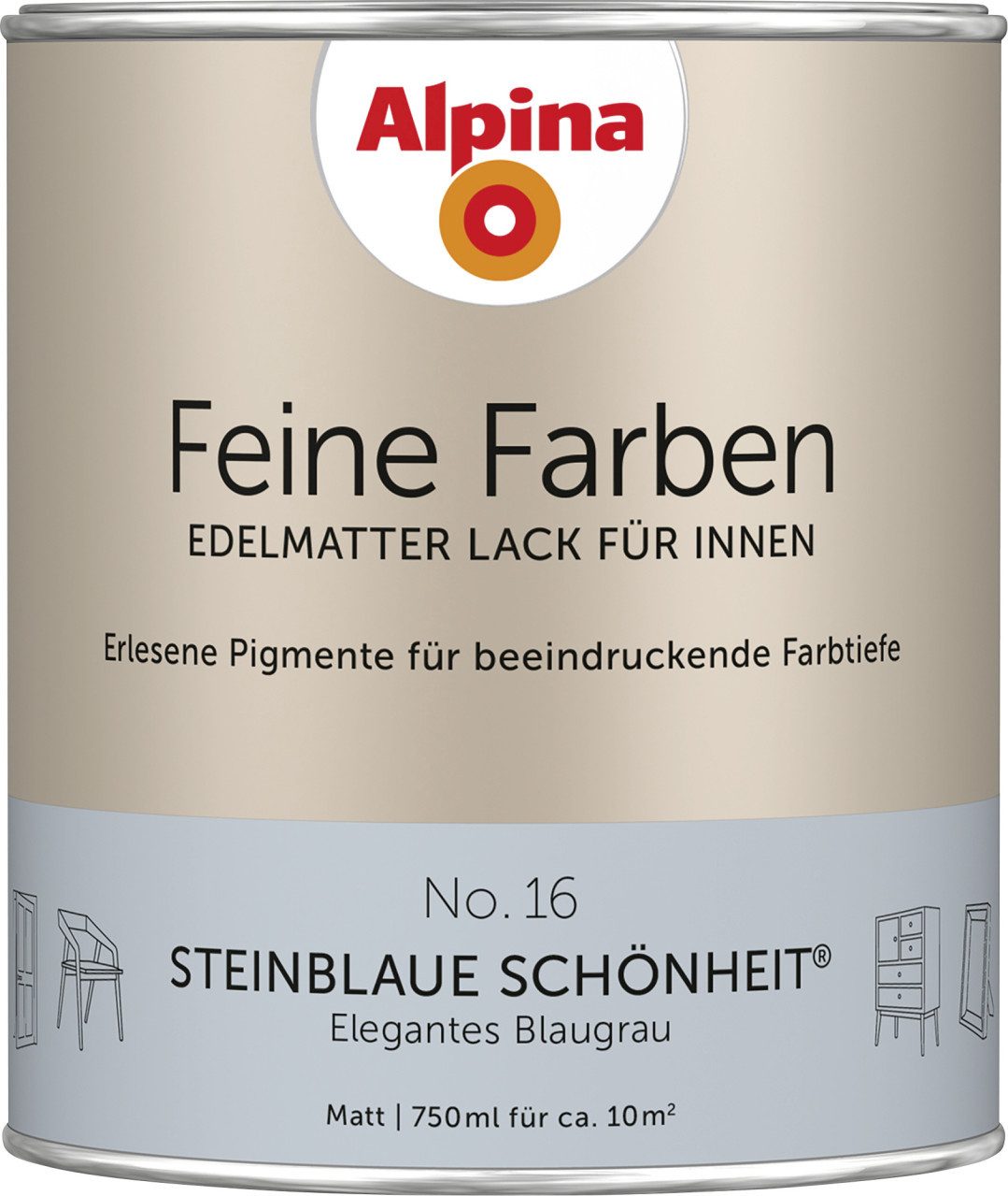 Alpina Wandfarbe Alpina Feine Farben Lack No. 16 Steinblaue