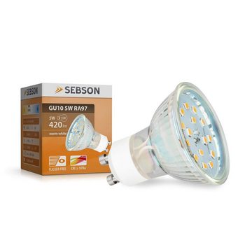 SEBSON LED-Leuchtmittel LED Lampe GU10 5W warmweiß 3000k 420lm 230V Leuchtmittel - 4er Pack