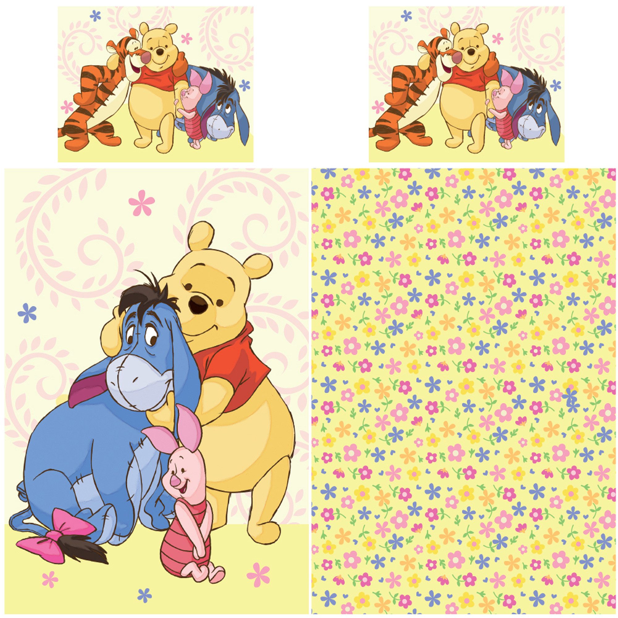 Kinderbettwäsche Winnie the Pooh Baby / Kleinkind Freunde Bettwäsche Linon / Renforcé