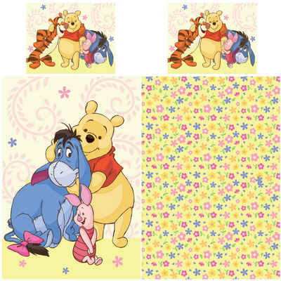 Kinderbettwäsche Winnie the Pooh Baby / Kleinkind Bettwäsche Freunde Linon / Renforcé, BERONAGE, 100% Baumwolle, 2 teilig, 135x100 + 60x40 cm