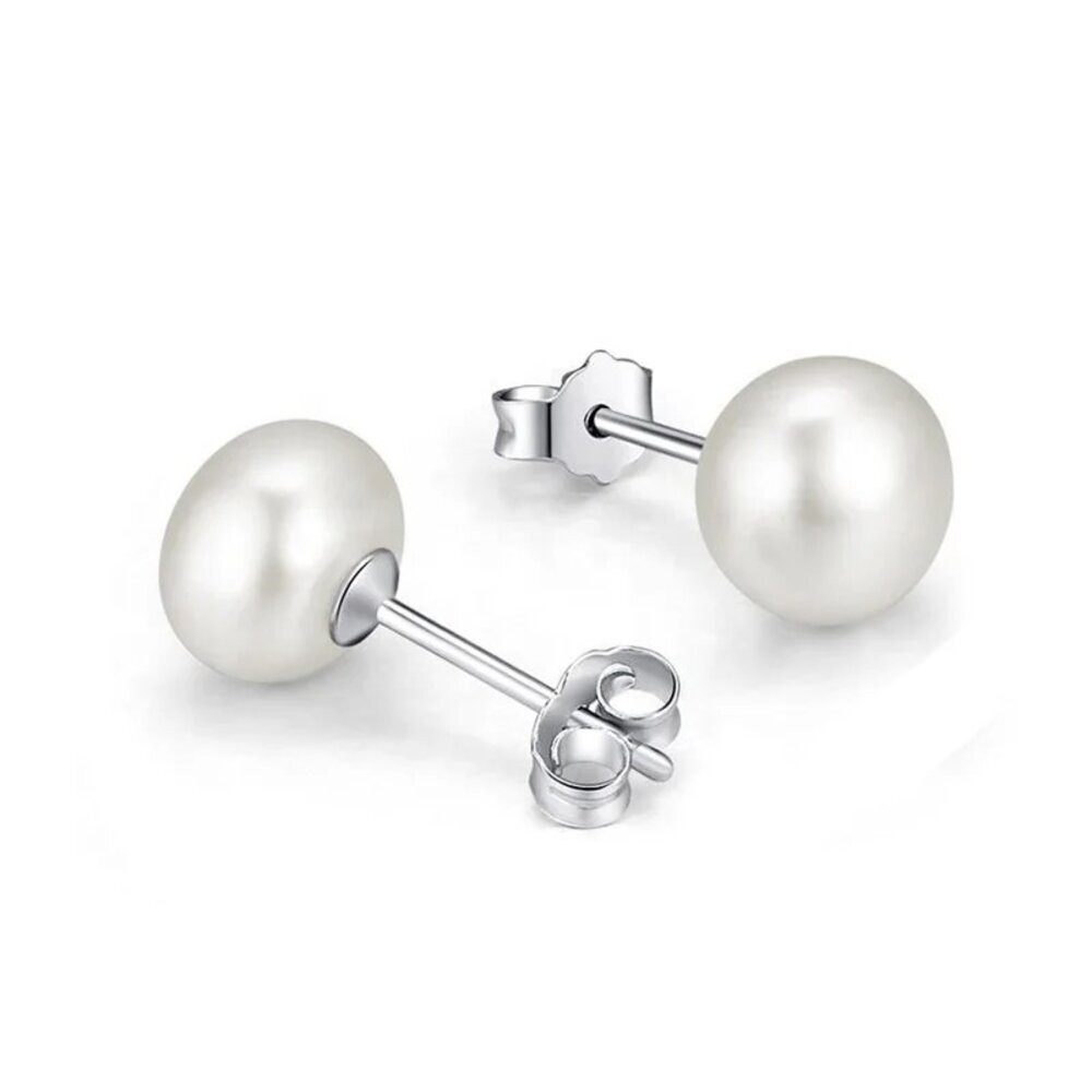Perlenohrringe Damen Perlen Ohrstecker Süßwasserperlen 925 Sterling Silber