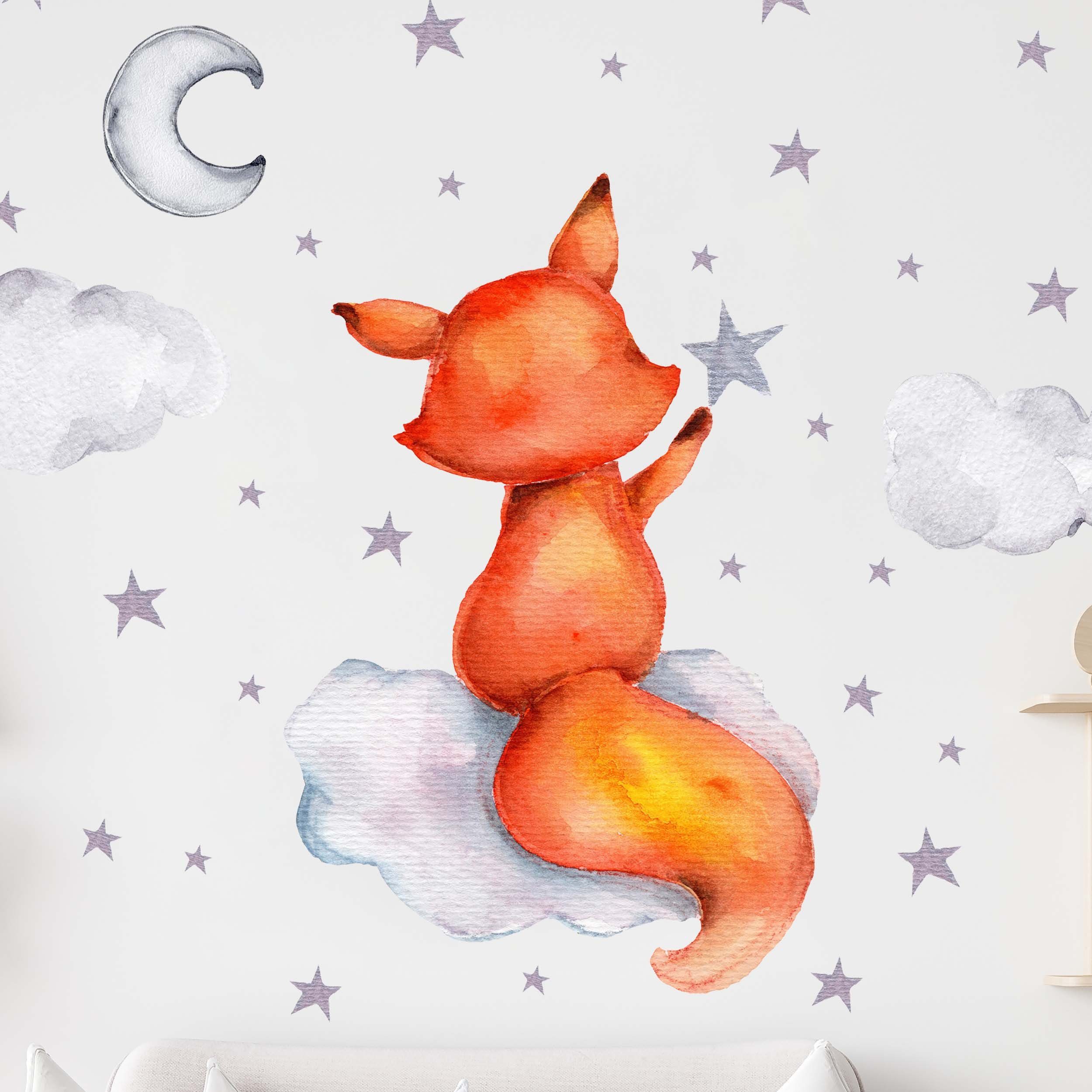 WANDKIND Wandtattoo Fuchs auf der Wolke V347 (Fuchs), Wieder ablösbar