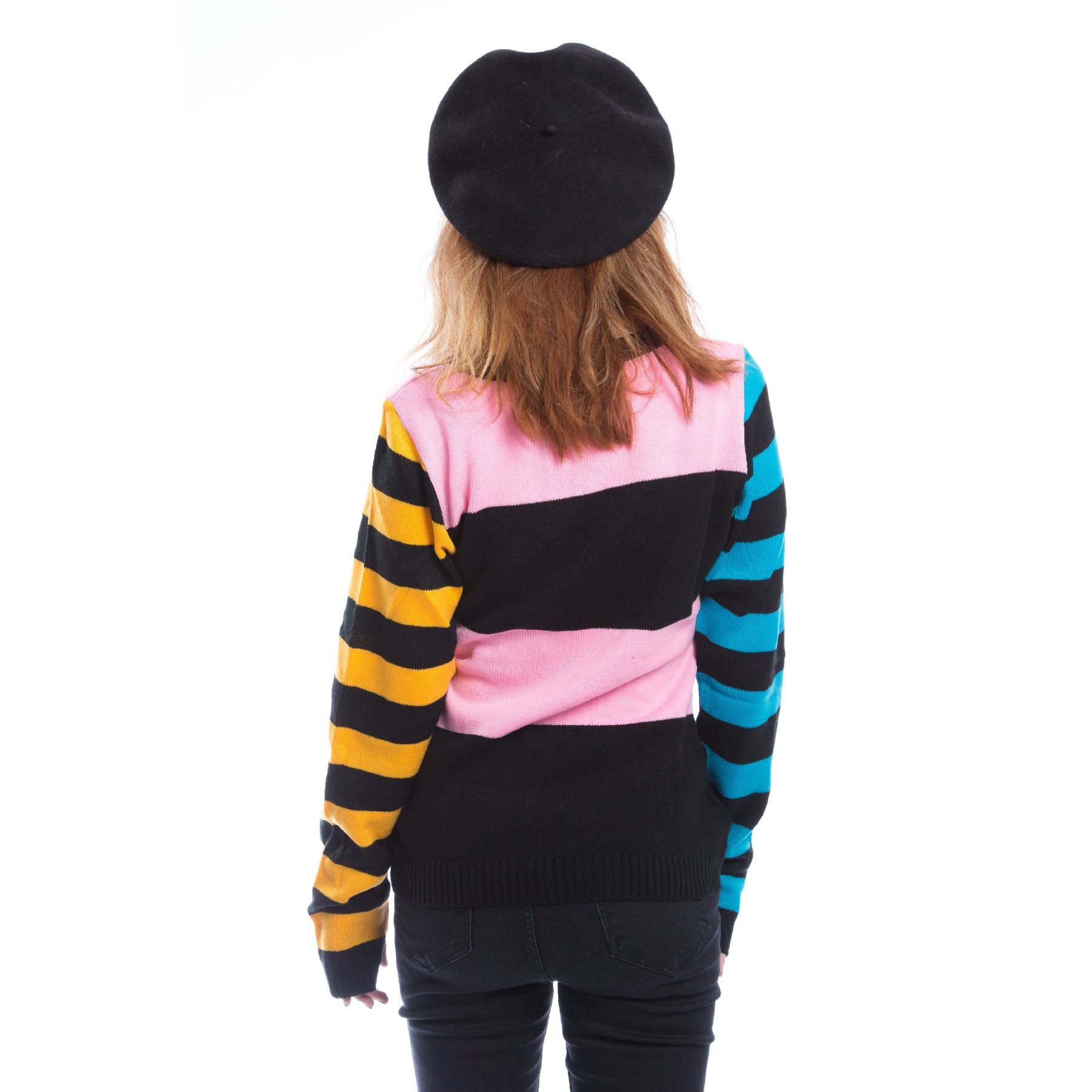 Heartless Strickpullover Sally Punk Gestreift Streifen Schwarz Rosa Orange günstig online kaufen