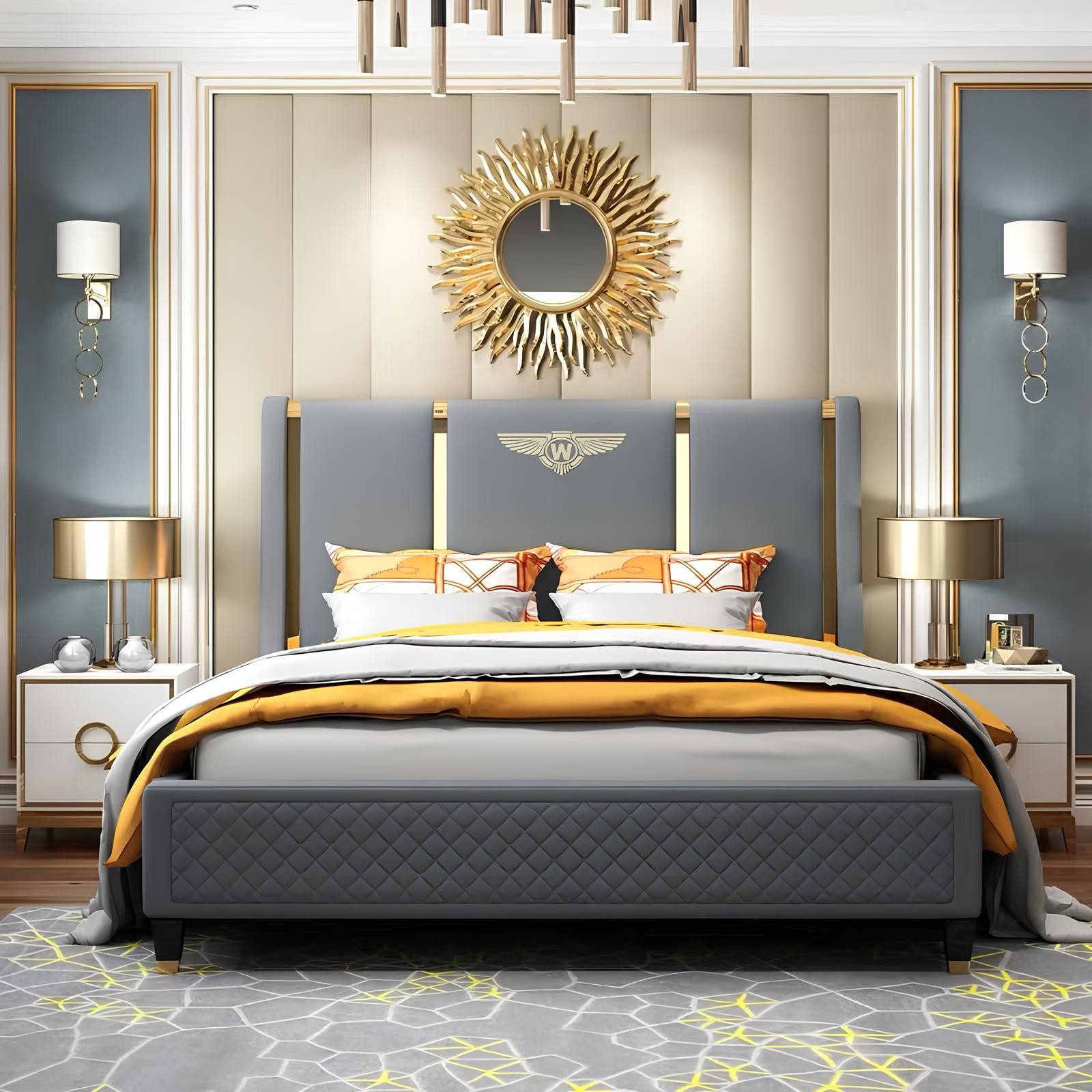 JVmoebel Polsterbett Polsterbett aus Leder für Doppelzimmer - hochwertiges Schlafmöbel, Made in Europa