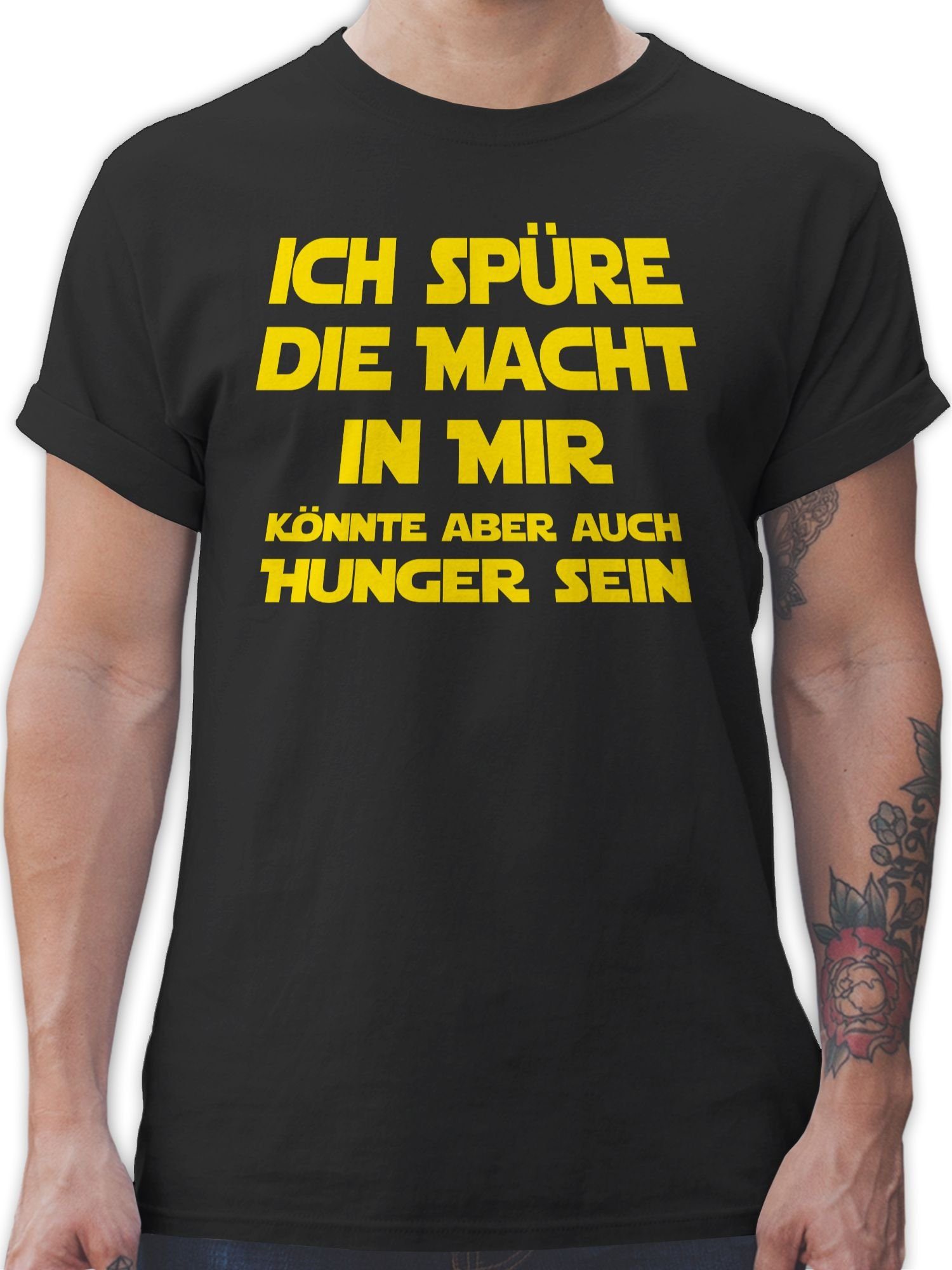 Shirtracer T-Shirt Ich spüre die Macht in mir Könnte aber auch Hunger sein Sprüche Statement mit Spruch 01 Schwarz