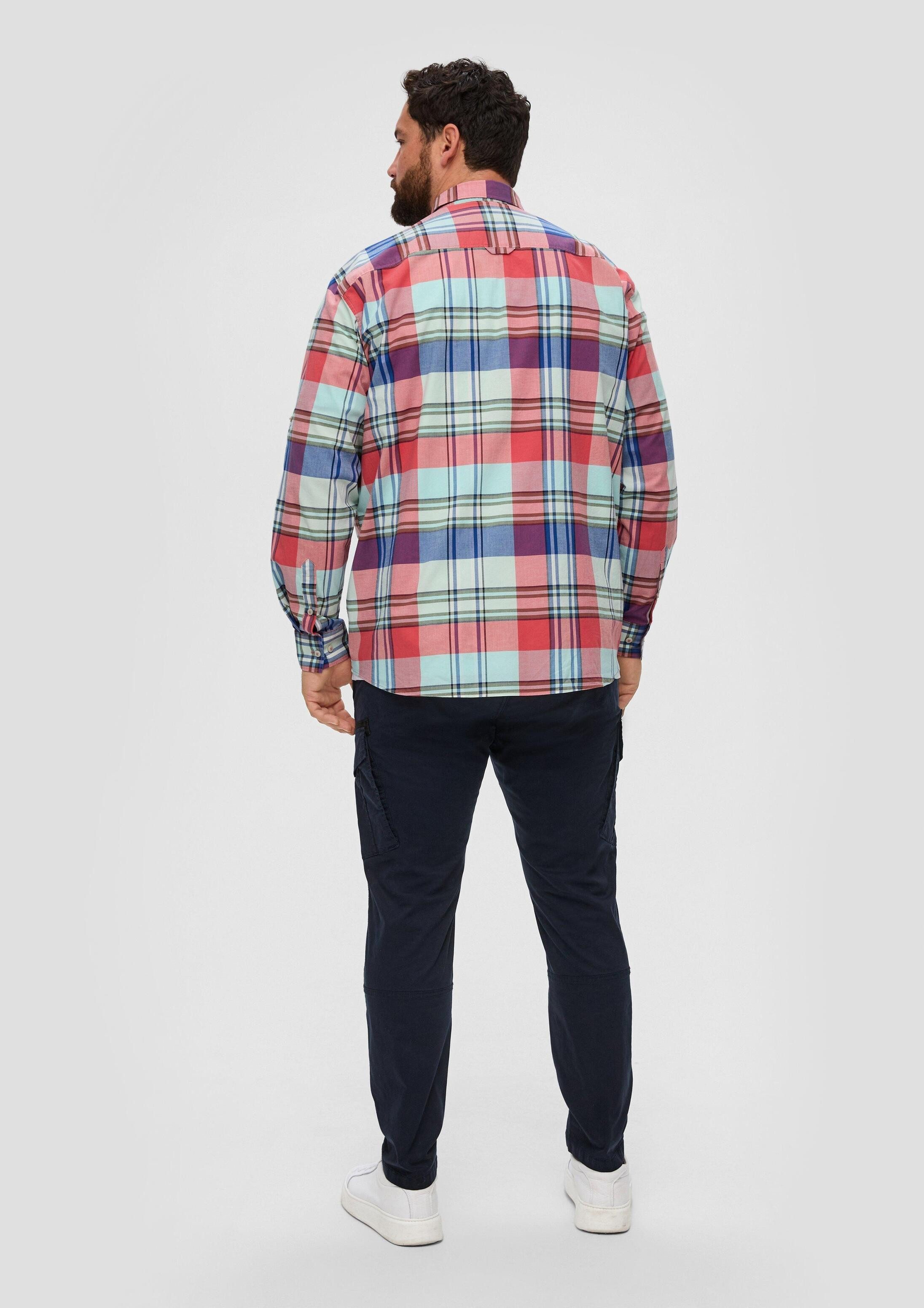 s.Oliver Langarmhemd Hemd Kariertes Hemd im Slim Fit