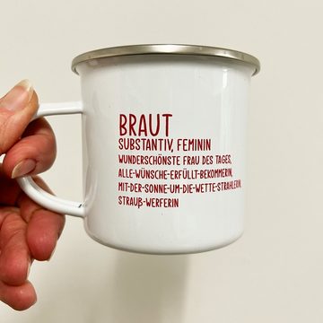 shopandmarry Becher Emaille Becher Braut, Schöne Geschenkidee für die Braut