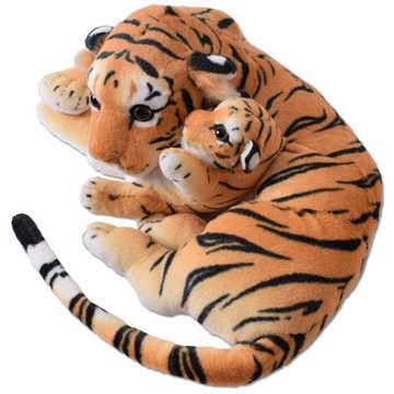 Kuscheltier Tiger Deko Plüschtier mit Tigerbaby Stofftier 60cm