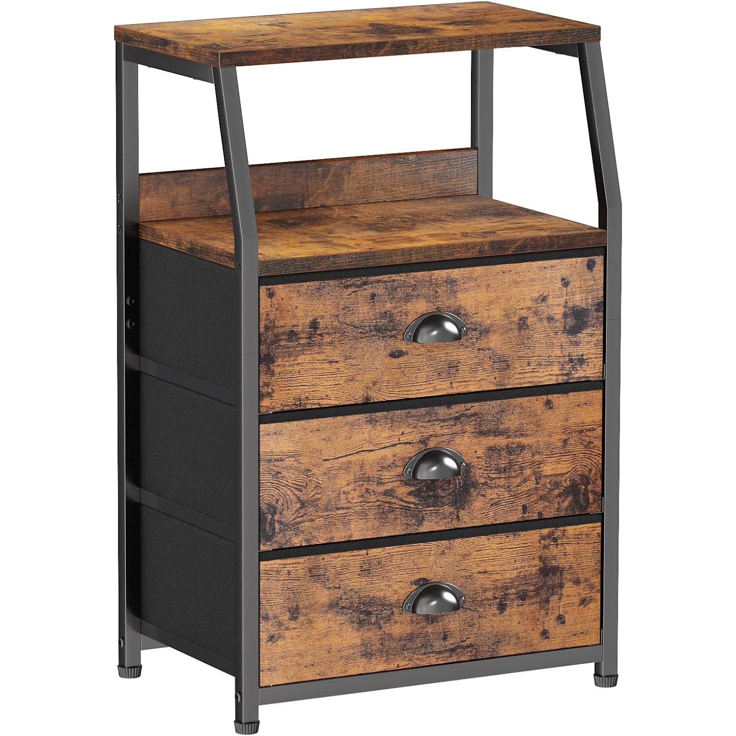 GarveeMore Beistelltisch 3-Schublade Dresser Nachttisch Seitentisch Bettschrank