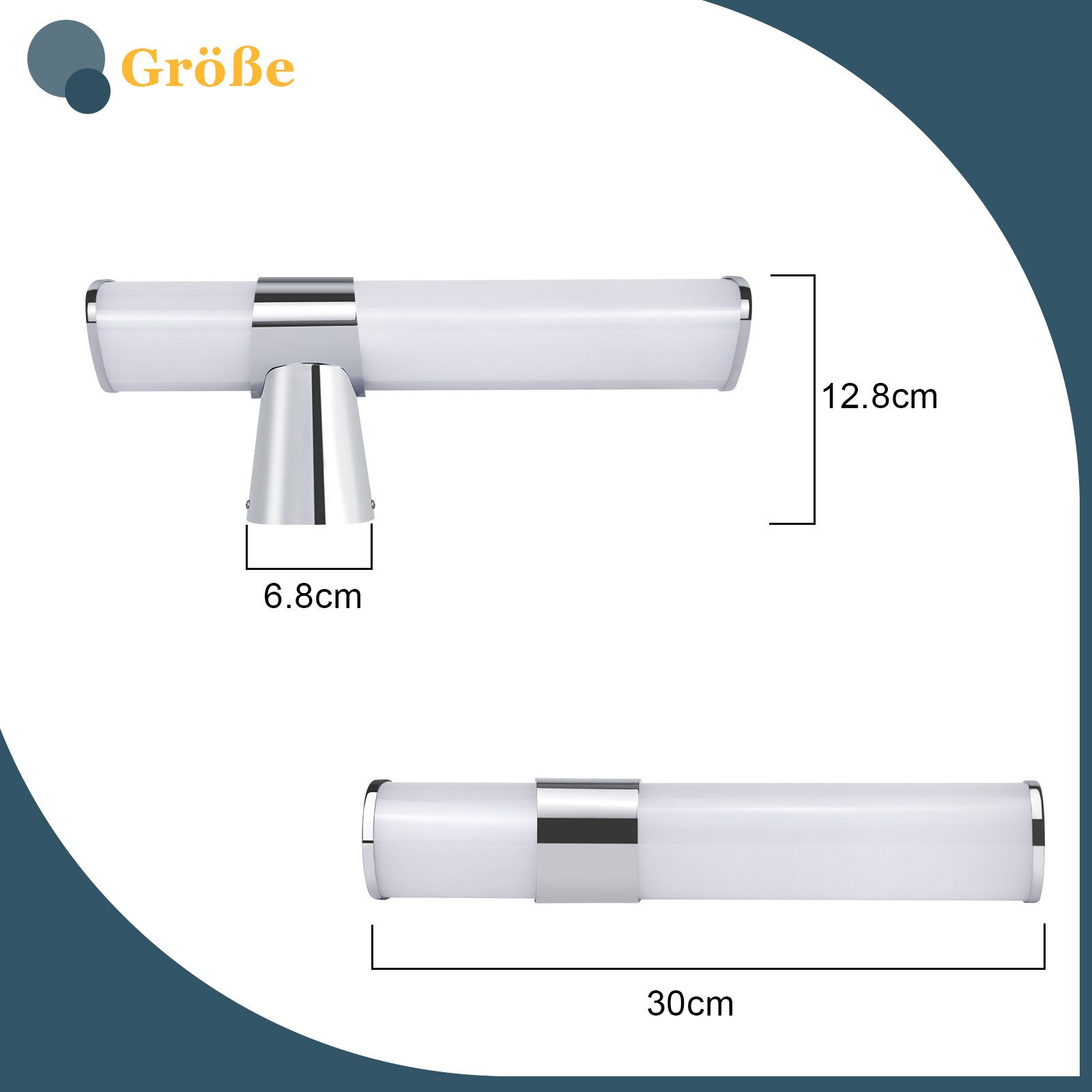 Nettlife LED Spiegelleuchte Spiegelleuchte Led Wandlampe 35cm, LED fest integriert, Neutralweiß – Bild 4 von 5