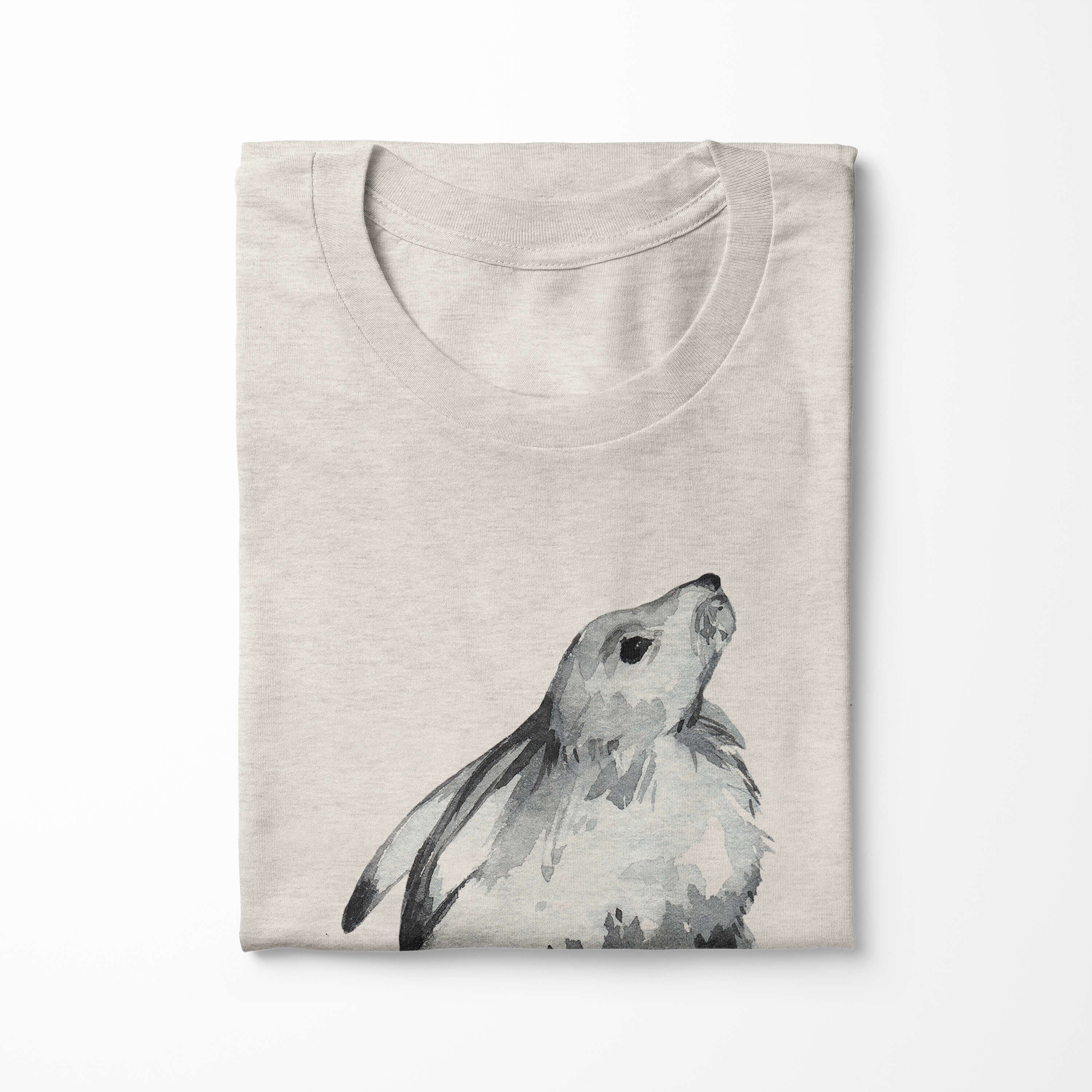 Sinus Art T-Shirt Motiv gekämmte Herren T-Shirt Ökomode Hase Nachhaltig (1-tlg) Aquarell 100% Bio-Baumwolle Shirt erneuer aus