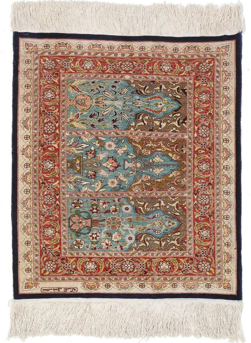 Seidenteppich Hereke Seide 58x70 Handgeknüpfter Orientteppich, Nain Trading, rechteckig, Höhe: 3 mm