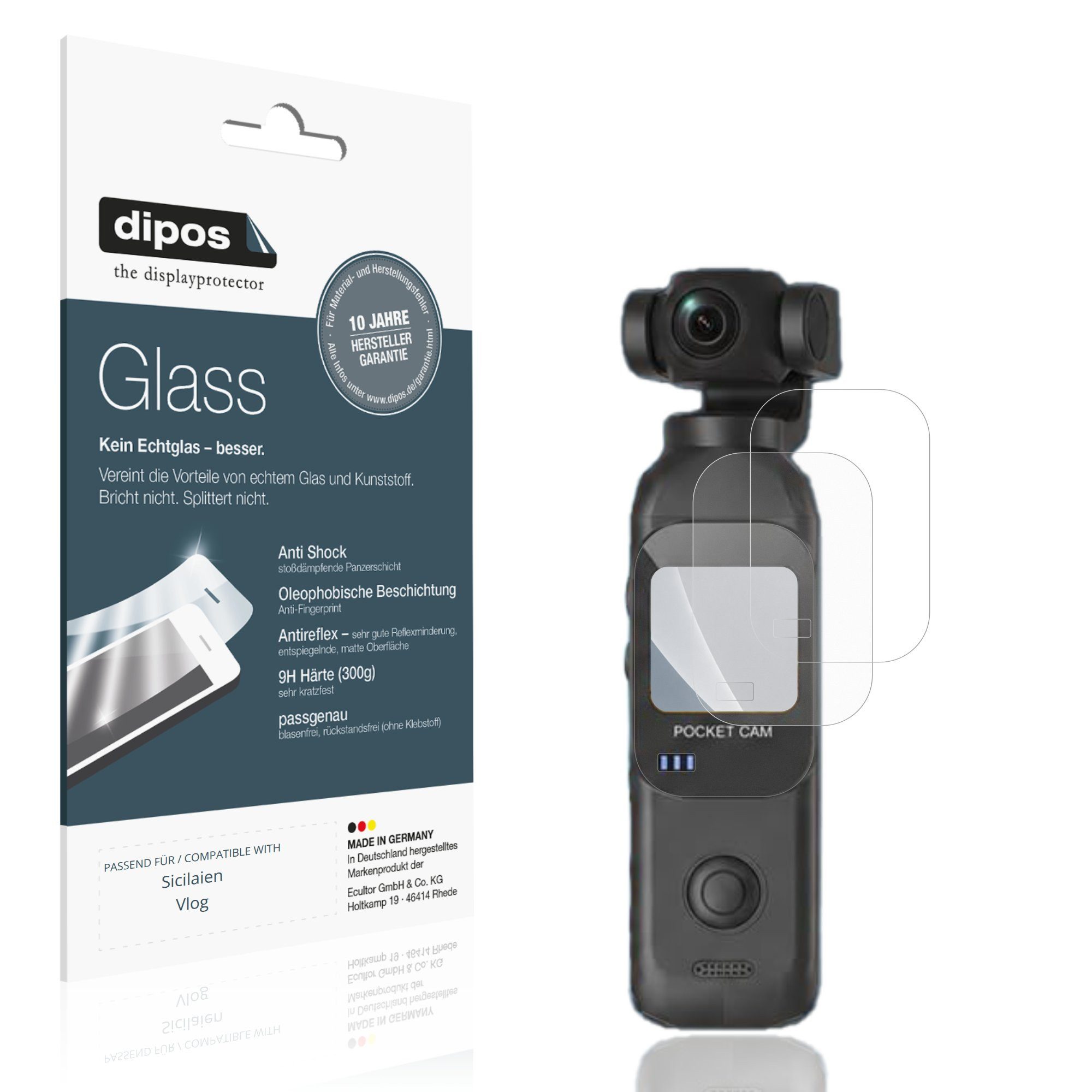dipos Displayschutzfolie Schutzfolie für Sicilaien Vlog, 2 Stück, Displayschutz Schutz Folie Made in Germany