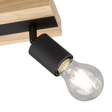 etc-shop LED Deckenspot, Leuchtmittel nicht inklusive, Deckenstrahler Holz schwarz Deckenlampe mit Holz und