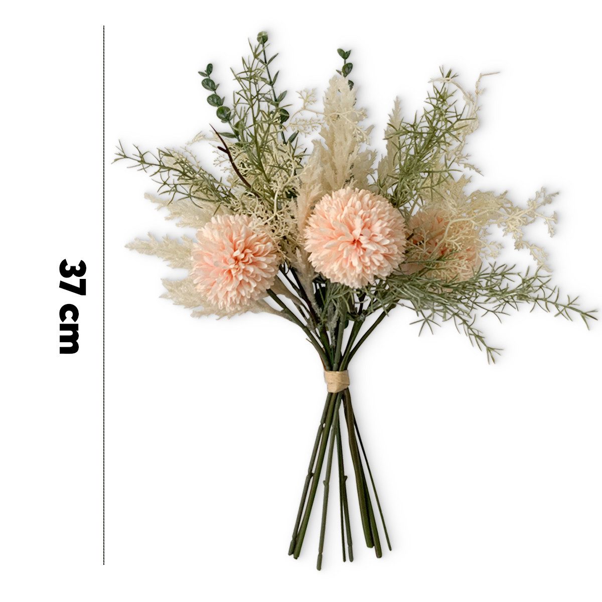 Kunstblume Kunstblumen-Strauß apricot mit Dahlien Eukalyptus wie echt Wiese günstig online kaufen