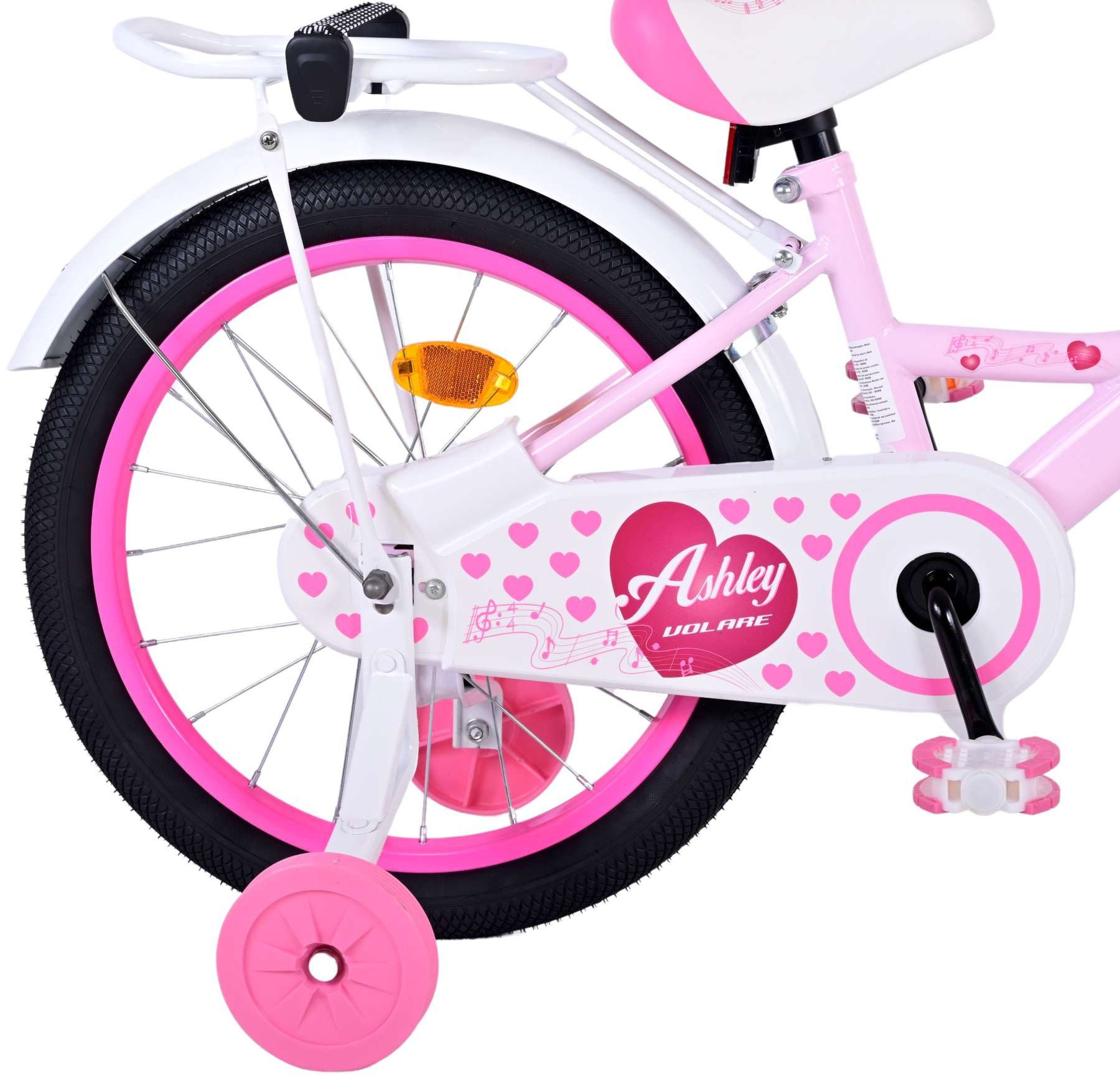 Volare Kinderfahrrad Volare Ashley - Mädchen - 18 Zoll - Rosa, Geschlossener Kettenschutz, abnehmbare Stützräder