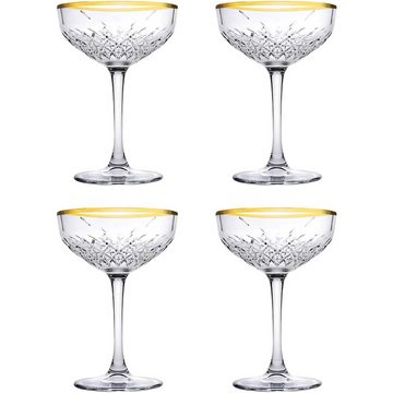 Pasabahce Gläser-Set Timeless, Glas, Golden Touch Champagnergläser, Sektglas-Set, 255 ml