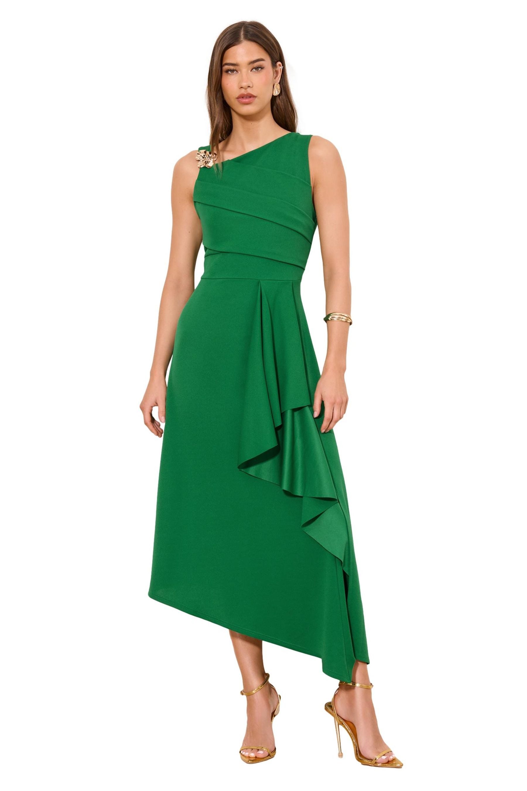 LIPSY Midikleid Lipsy Fit and Flare-Midikleid mit Rüschen, Regular (1-tlg)