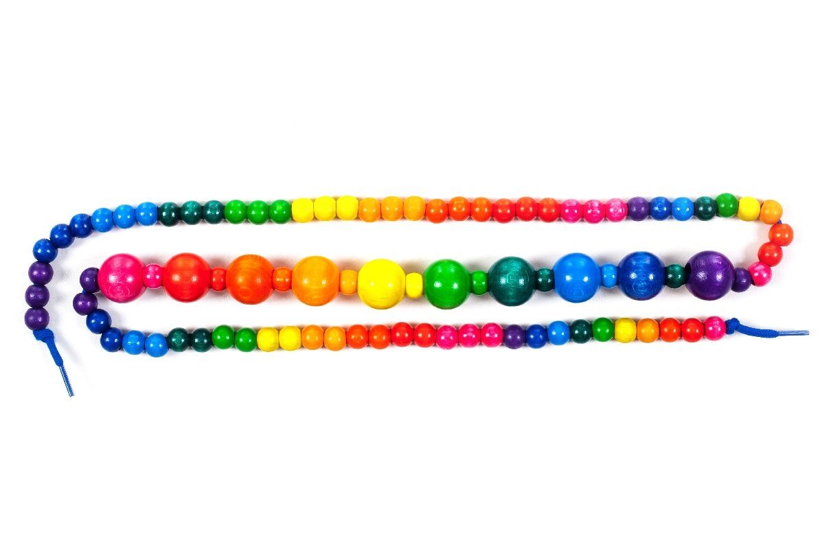 SINA® Spielzeug GmbH Lernspielzeug Holzspielzeug Perlen-Fädelspiel Länge 100 cm NEU