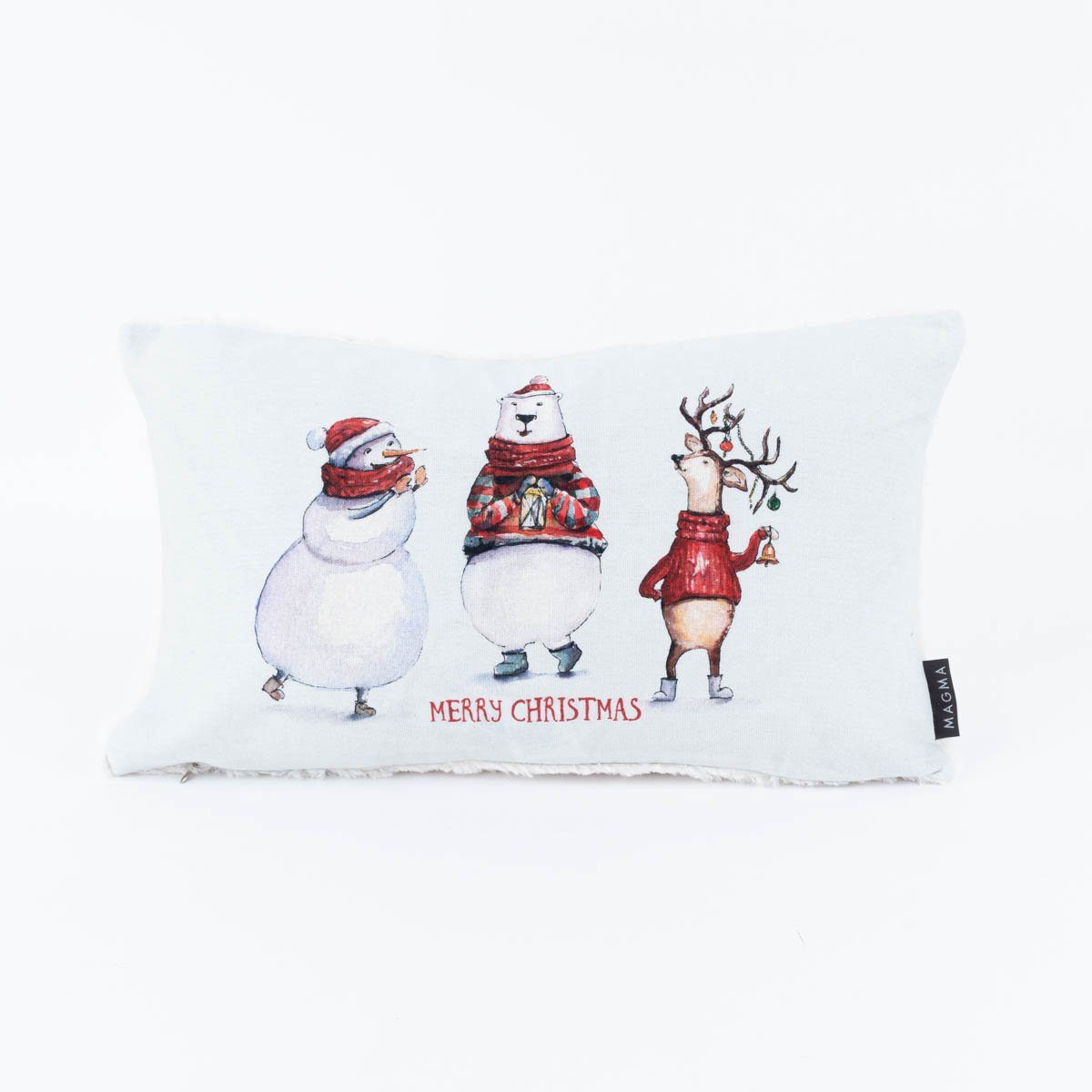 Magma Heimtex Fellkissen Magma Wende-Kissenhülle Merry Christmas Plüschrückseite weiß 30x50cm