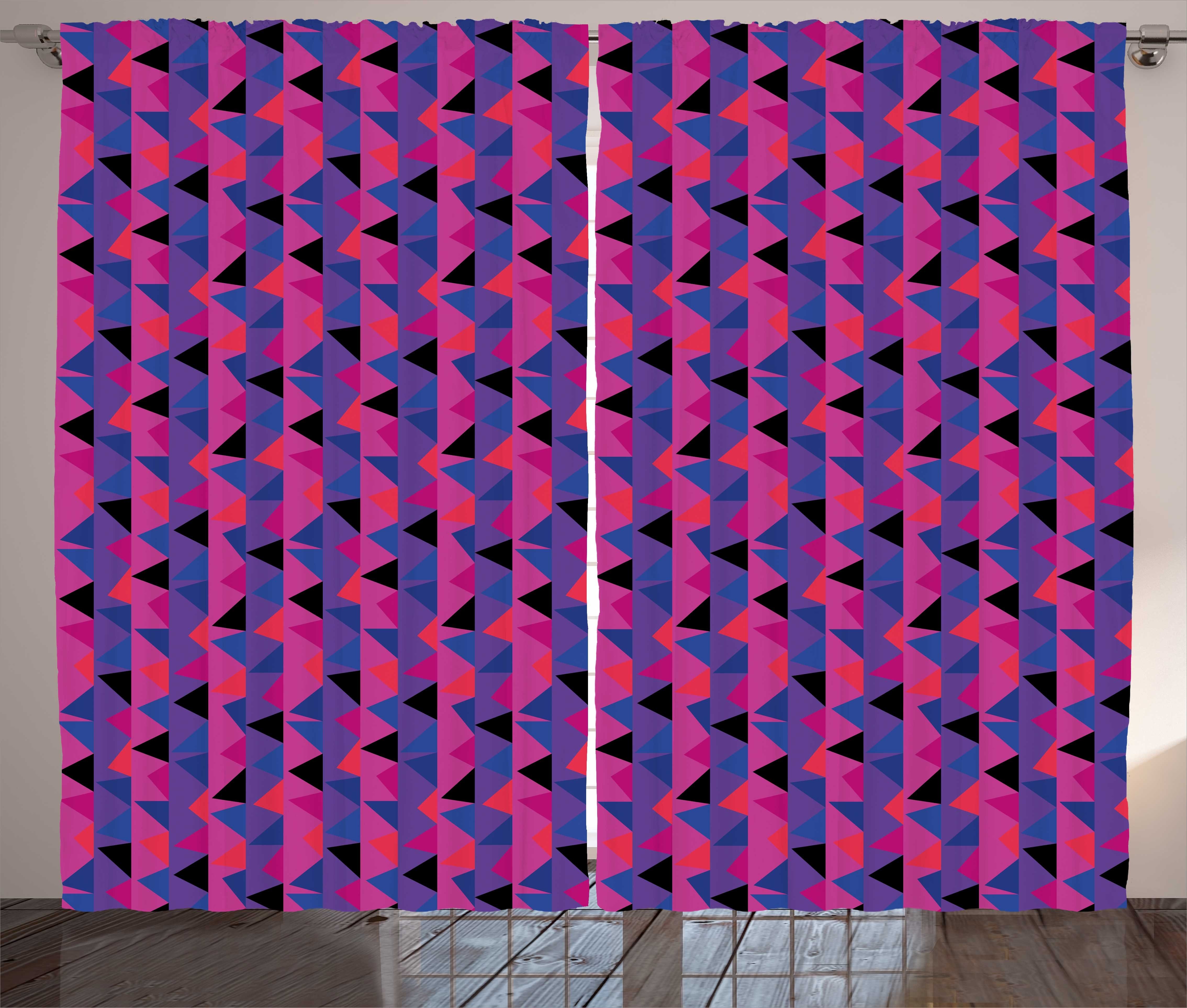 Gardine Schlafzimmer Kräuselband Vorhang Streifen und Haken, Abakuhaus, Schlaufen Abstrakte mit Triangles Geometrisch