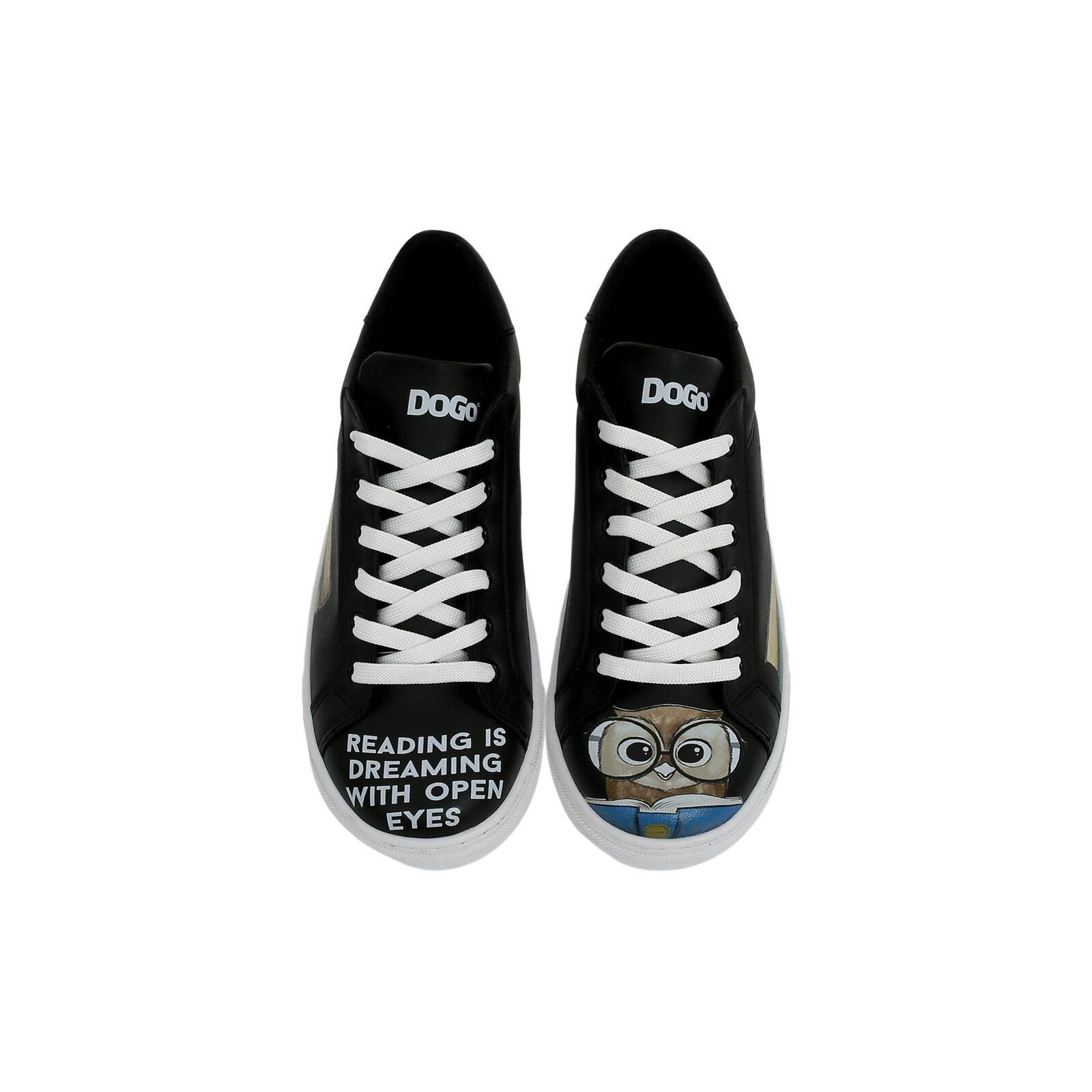 DOGO Ace Low-Top Sneaker The Wise Owl Black Damen Sneaker Sneaker Handgefertigt