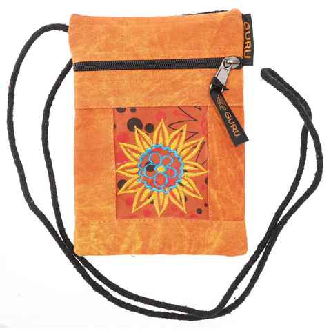 Guru-Shop Schultertasche Boho Brustbeutel, Passporttasche - orange