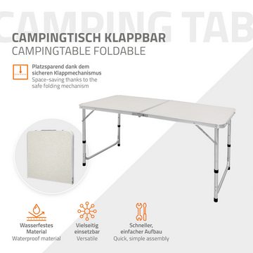 ECD Germany Campingtisch Campingmöbel Set Klappmöbel Klapptisch Falttisch, Weiß 120cm Alu-Rahmen MDF