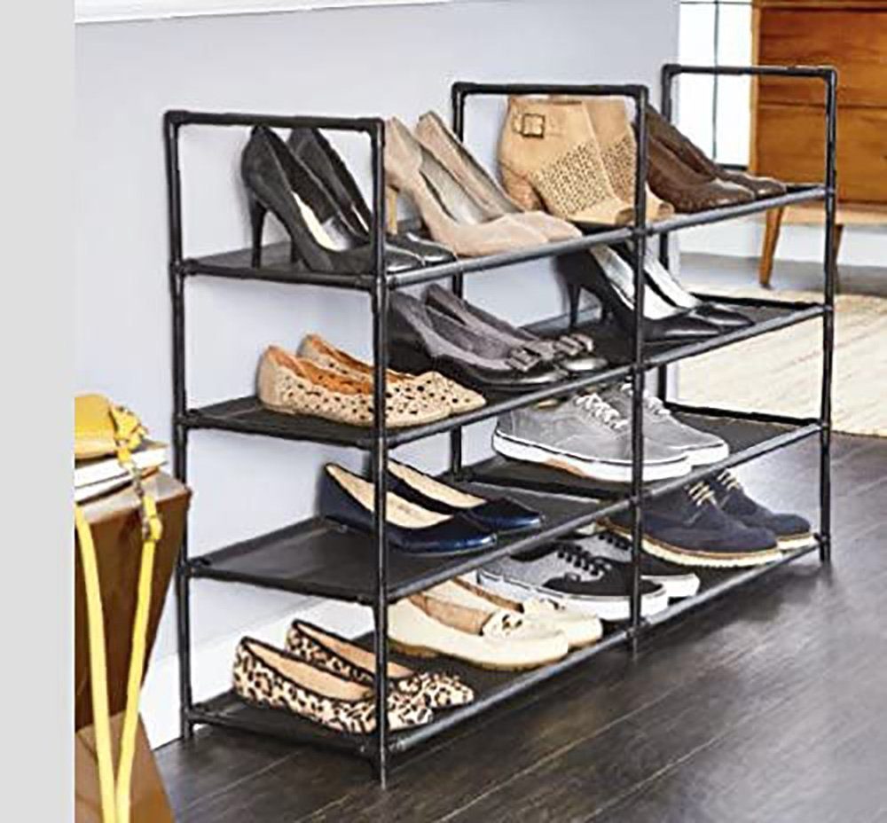 style home Schuhregal, Schuhständer Schuhablage Schuhschrank mit 4/8 Ebene für bis 24 Paar Schuhe (Grau, 8 Ablagen) Schwarz