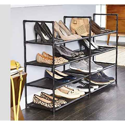 style home Schuhregal, Schuhständer Schuhablage Schuhschrank mit 4/8 Ebene für bis 24 Paar Schuhe (Grau, 8 Ablagen)