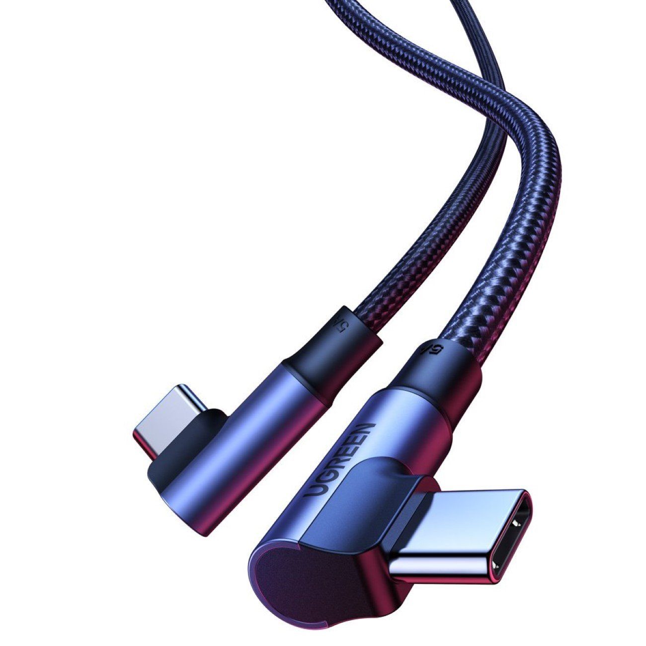 UGREEN Abgewinkeltes USB- C Kabel Quick Charge Power Delivery 100 W schwarz Smartphone-Kabel, (200 cm)