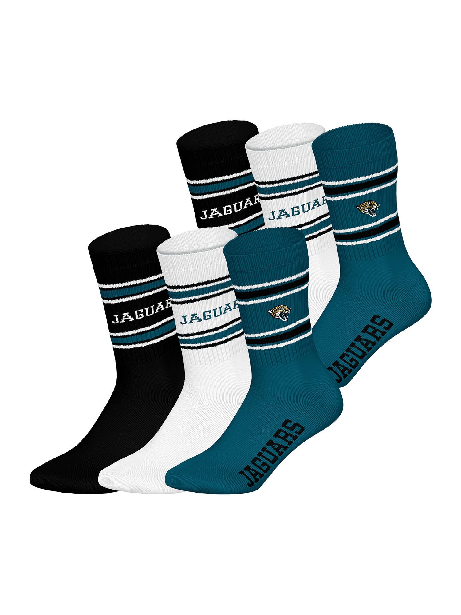 HUDDLE Freizeitsocken Jacksonville Jaguars Crew (6-Paar) Casual Socken, Alltagssocken, Bequeme Socken