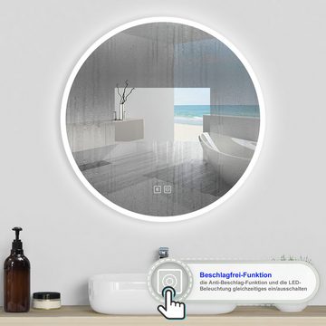 duschspa Badspiegel Rund Badezimmerspiegel Wandspiegel mit LED Beleuchtung Beschlagfrei