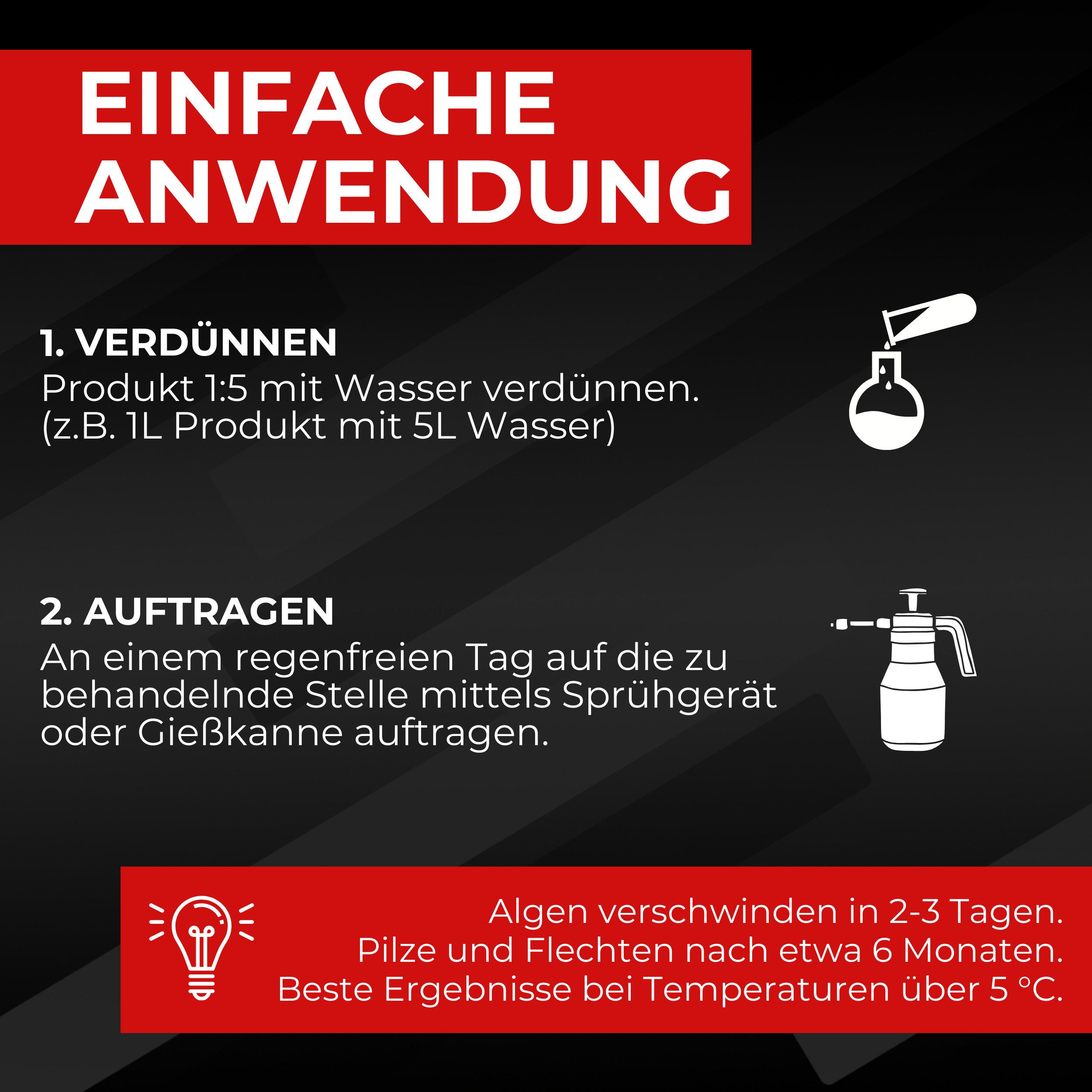 Brestol Algenentferner Pilzentferner Flechtenentferner Grünbelagentferner (Algen-, Pilz & Flechtenentferner 6x 1 Liter Arbeitet selbsttätig)