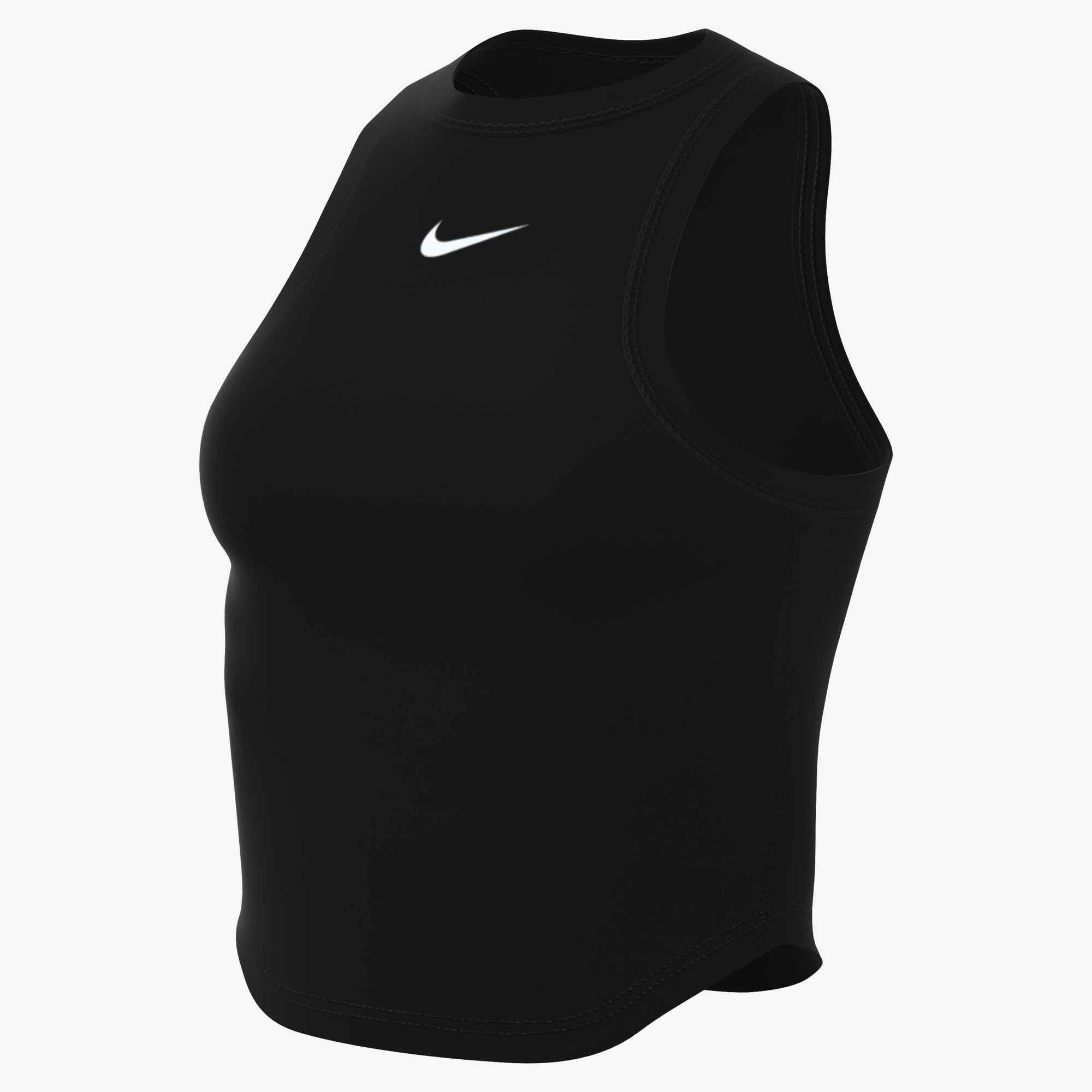 Nike Tanktop W NK ONE FITTED DF CROP TANK abgerundeter Saum, Tanktop-Form, aus Polyester und Elasthan