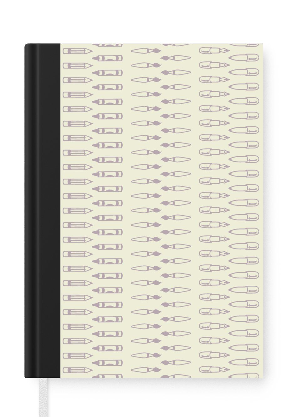 MuchoWow Notizbuch Bleistift - Schablonen - Pinsel, Journal, Merkzettel, Tagebuch, Notizheft, A5, 98 Seiten, Haushaltsbuch