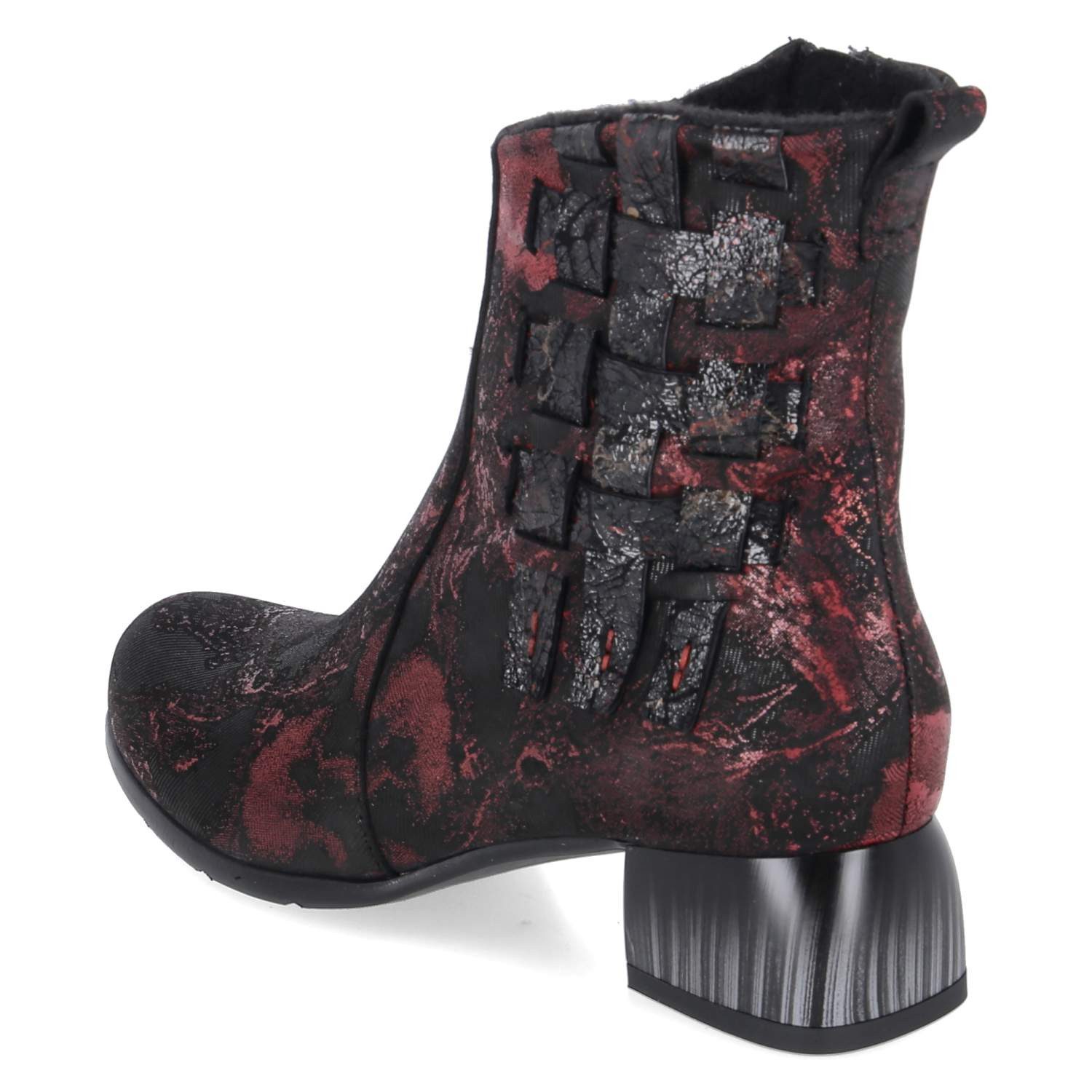 Simen Simen 8490A Weinrot Schwarz Damen Rauleder red Schlupfstiefel