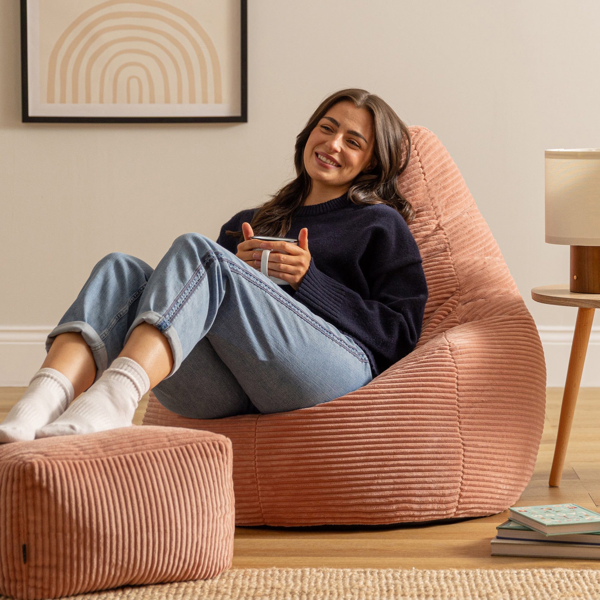 icon Sitzsack Sessel mit Liege aus Cord „Dalton“ mit Hocker (Spar-Set, 1 x günstig online kaufen