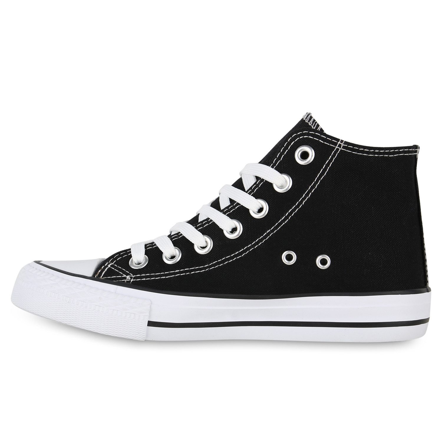 VAN HILL 841313 Sneaker Damen Sneaker High Schnürer Bequeme Basic Freizeit Stoff
