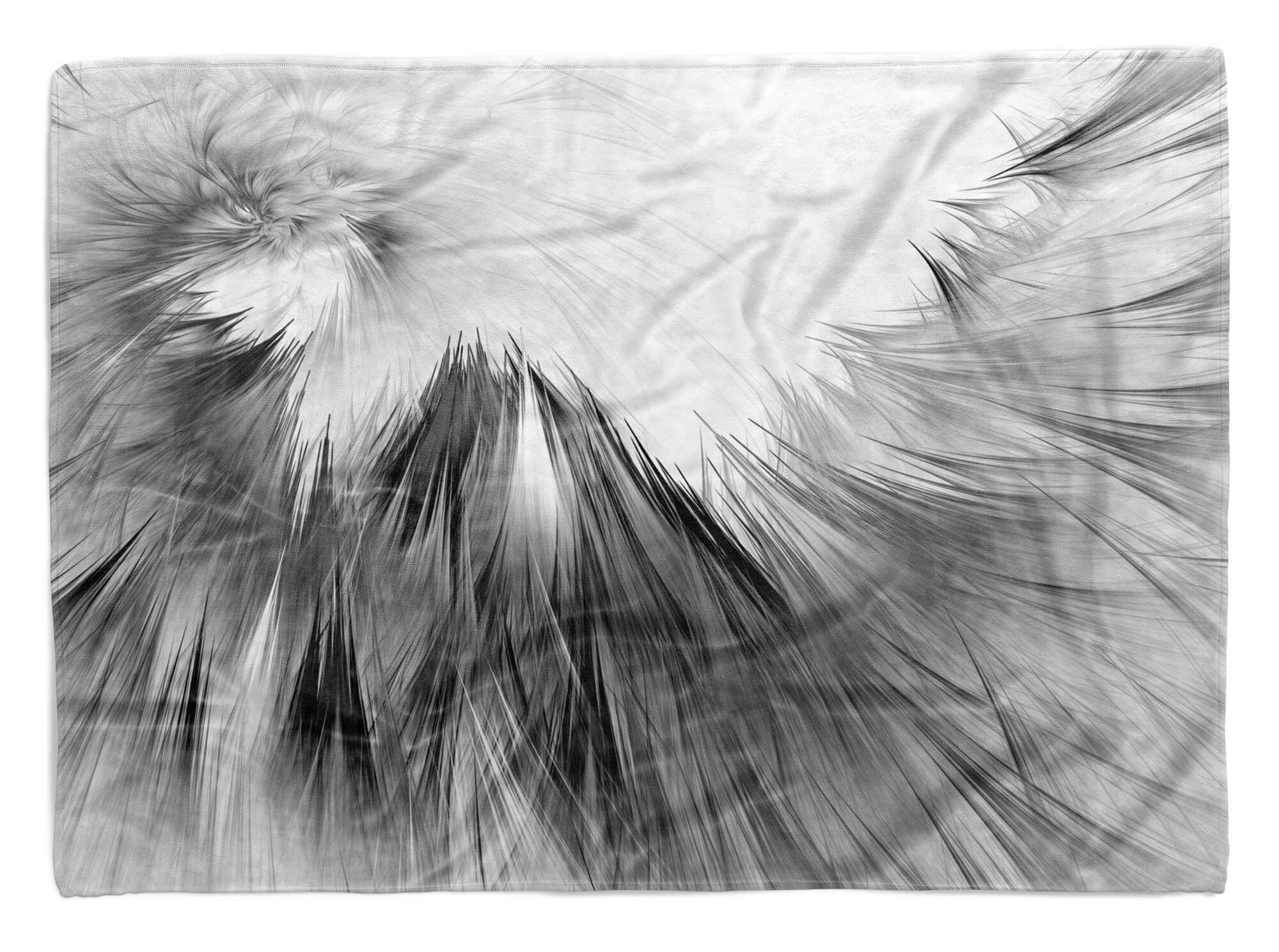 Sinus Art Handtücher Handtuch Strandhandtuch Saunatuch Kuscheldecke mit Fotomotiv Schwarz Weiß Abstrakt Auffal, Baumwolle-Polyester-Mix (1-St), Handtuch