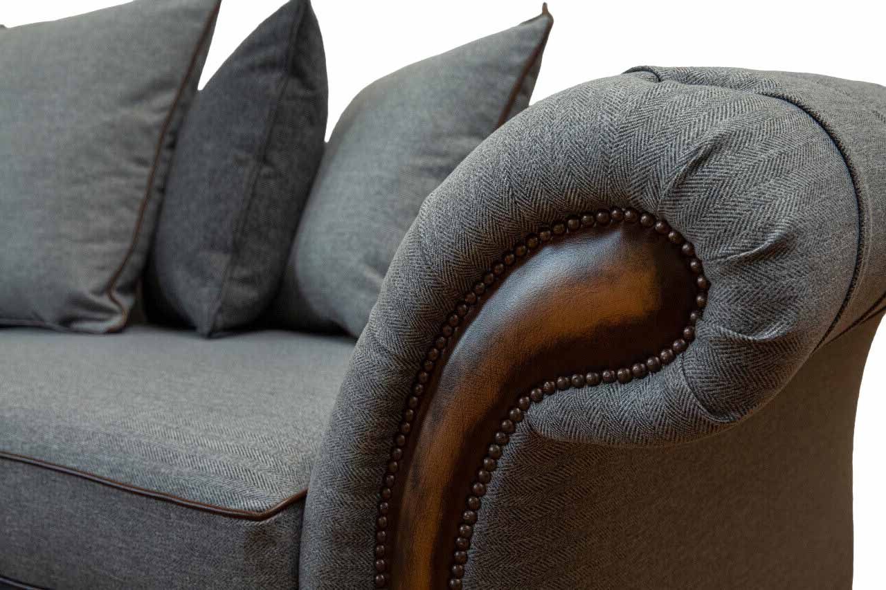 Made Luxus 4 Möbel in Sofa Polstersofa Wohnzimmer Design Dreisitzer Graues Sitzer, Europe JVmoebel