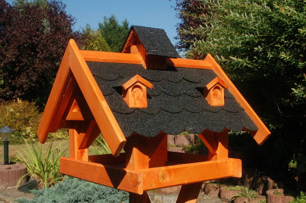 Vogelhaus XXL Vogelhaus dunkel Holz Futterhaus Vogelfutterhaus ohne Ständer