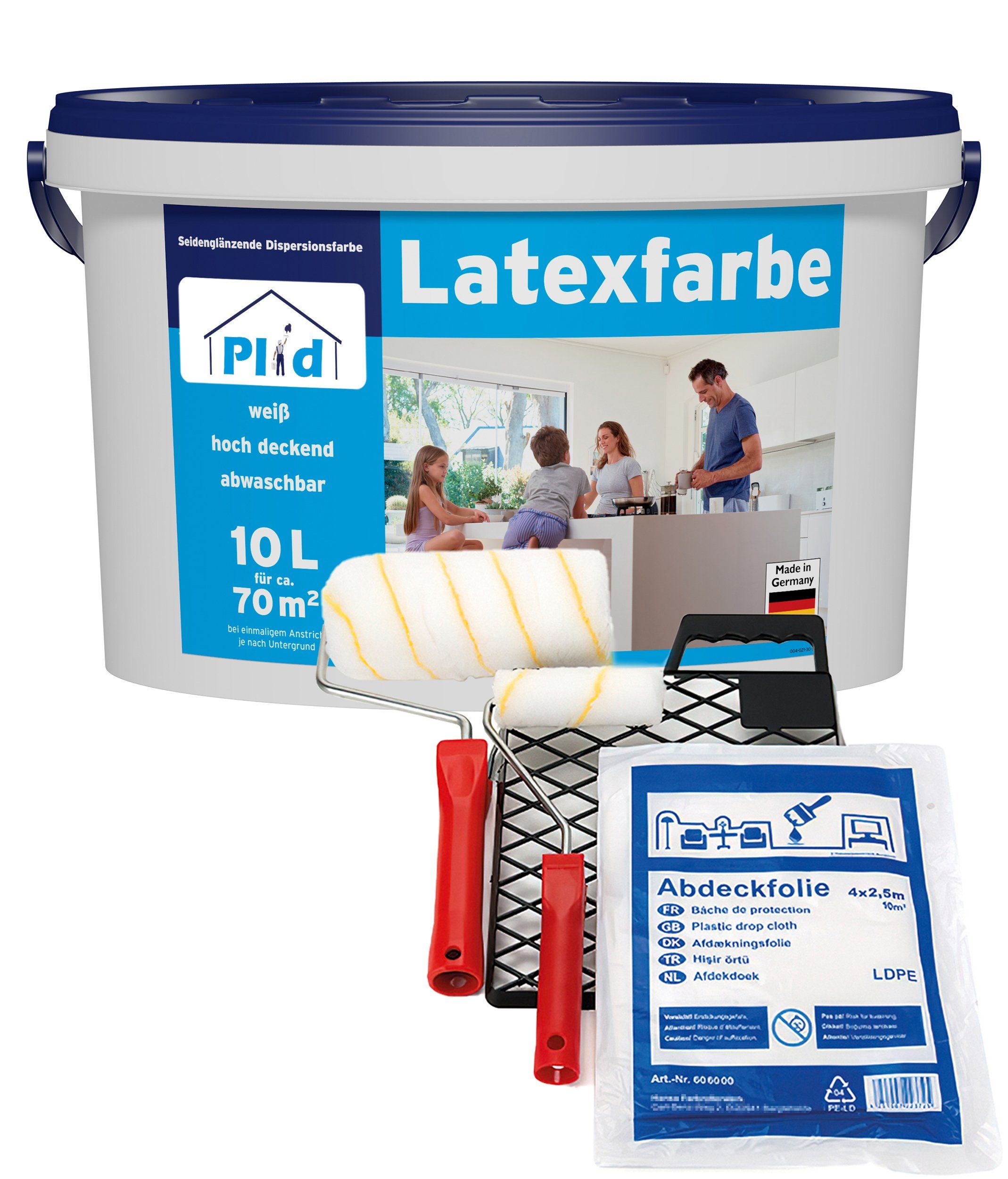 plid Latexfarbe Latexfarbe abwaschbare Wandfarbe Küchenfarbe Innenfarbe Badfarbe, Schnelltrocknend, spritzarm, verarbeitungsfertig