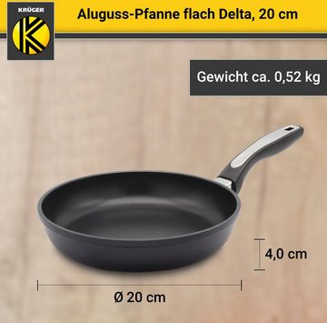 Krüger Bratpfanne Aluguss Pfanne flach DELTA, Aluminiumguss (1-tlg), für Induktions-Kochfelder geeignet