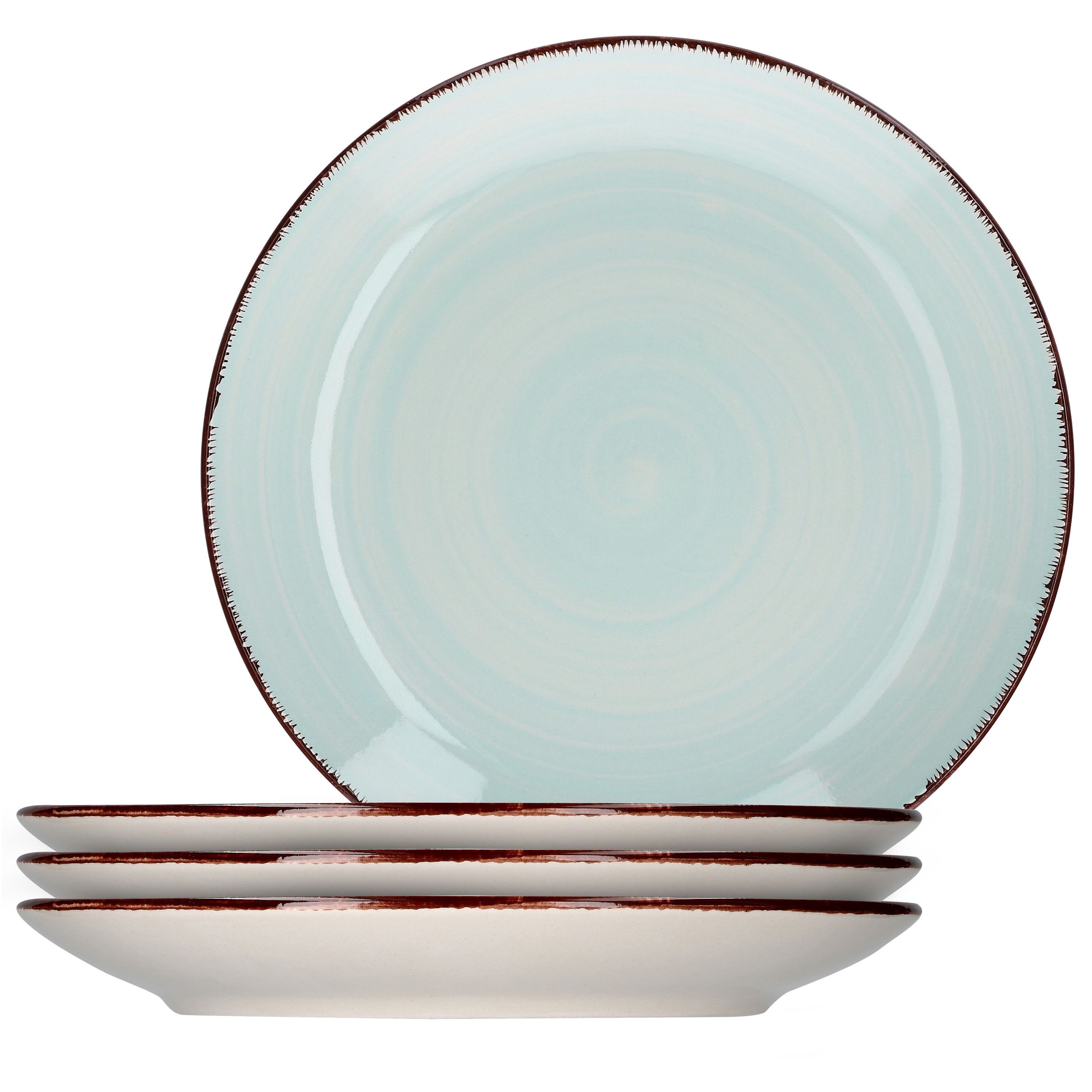 MamboCat Frühstücksteller 4er Dessert-Kuchenteller Blue White Under 19,5 cm Lichtgrün