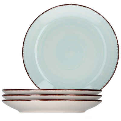 MamboCat Тарелка для завтрака 4er Dessert-Kuchenteller Blue White Under 19,5 cm Lichtgrün