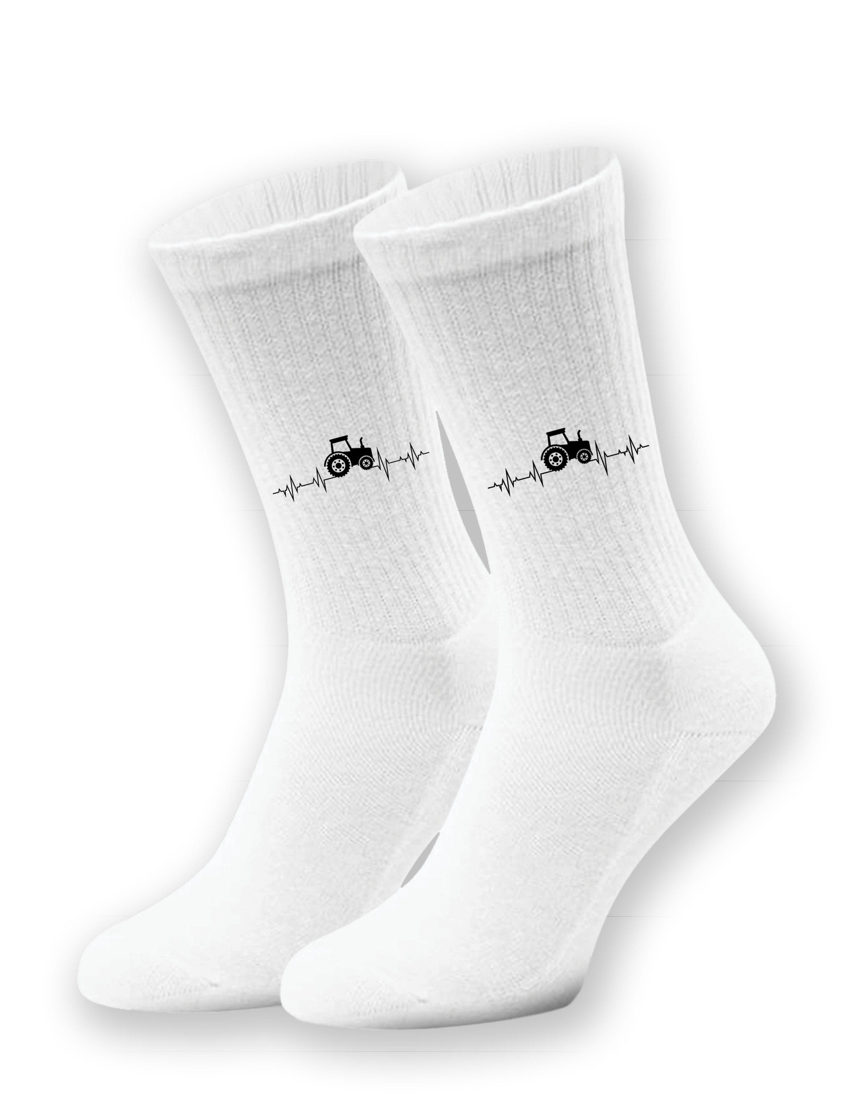 Youth Designz Tennissocken Unisex Socken "Heartbeat Traktor" Aufdruck lustig Geschenk Statement mit verstärkter Verse und Zehenbereich