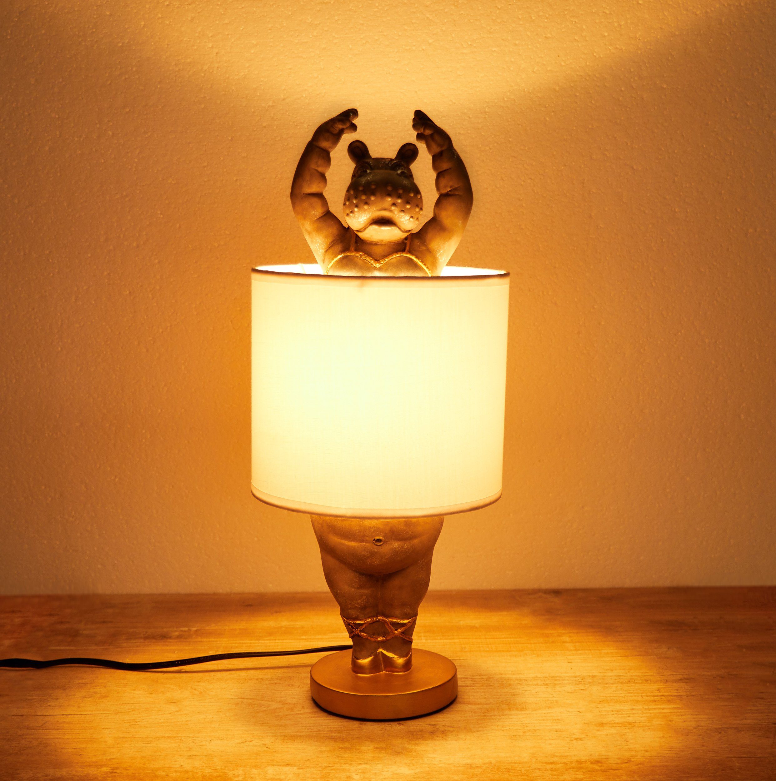 BRUBAKER Nachttischlampe Tischleuchte Nilpferd Ballerina, ohne  Leuchtmittel, Motiv Lampe mit Keramikfuß, Höhe 43 cm, lustige Tischlampe