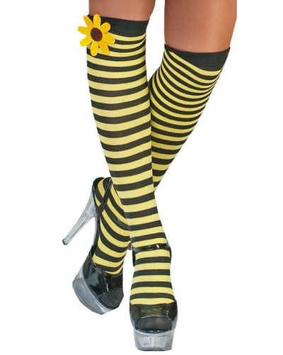 Funny Fashion Kostüm Overknees Strümpfe 'Bienen Kostüm' mit Blume, Gel